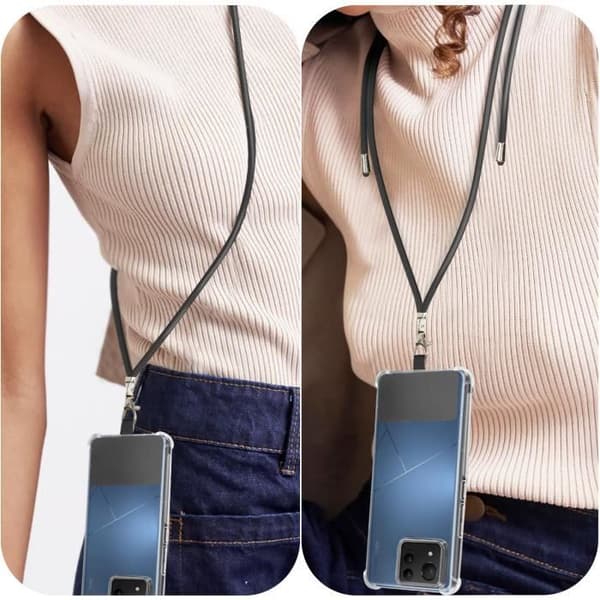 Telefon Halsrem Nylon Flätad 80cm Justerbar Krok Svart