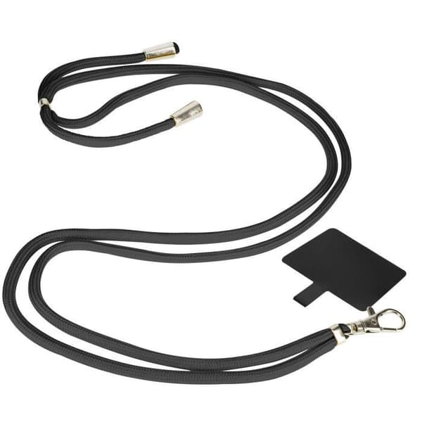 Telefon Halsrem Nylon Flätad 80cm Justerbar Krok Svart