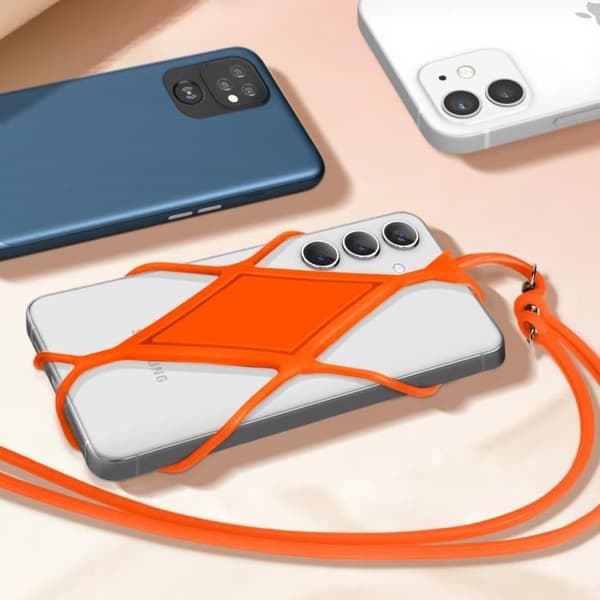 Tillbehör för Smartphone - AVIZAR - Silikonhalsband Orange - Universell och Fallskydd