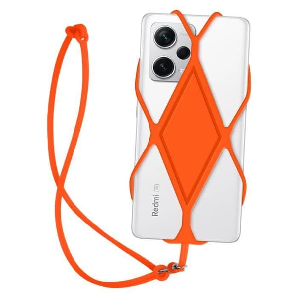Tillbehör för Smartphone - AVIZAR - Silikonhalsband Orange - Universell och Fallskydd