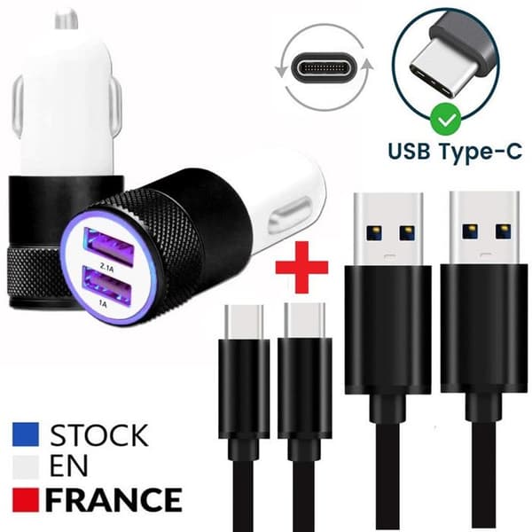 Autoladdarpaket + 1 USB-C-kabel för Samsung Galaxy S24 FE Ultrakraftig och snabb laddare + 2 kabel 1M-SVART
