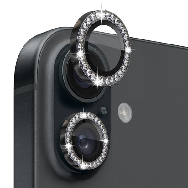 NORTHJO Kameran Linssinsuoja Strassilla iPhone 16 / 16 Plus, Karkaistu Lasi
