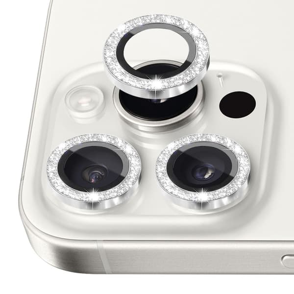 NORTHJO Kameralinsskydd med Glitter för iPhone 16 Pro / 16 Pro Max, Härdat Glas och Metall
