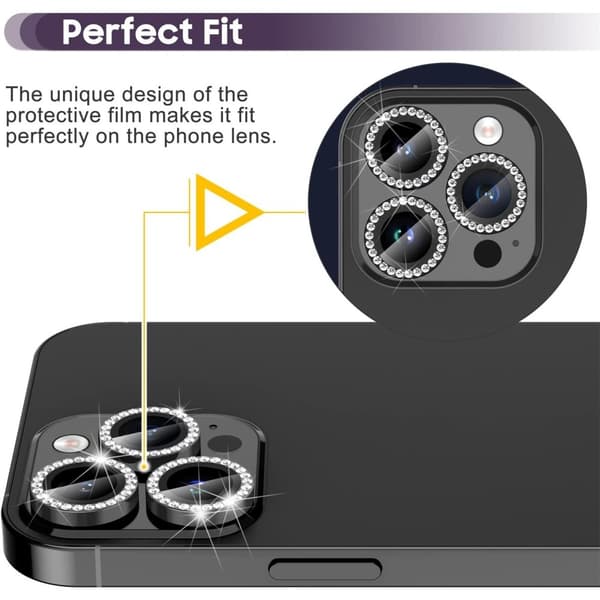 iPhone 16 Pro 16 Pro Max -kameran linssisuojalle karkaistu lasi + metallirengas - musta
