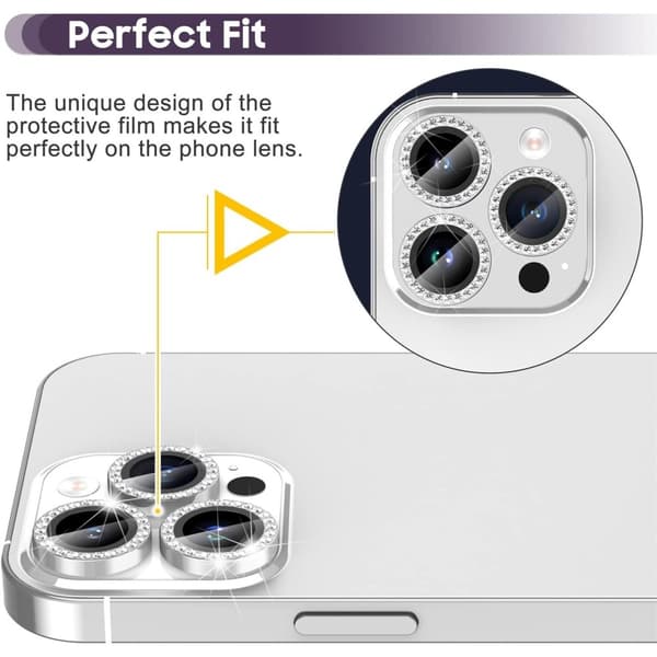 Til iPhone 16 Pro 16 Pro Max kameralinse beskytter Hærdet glas+metalring - Sølv