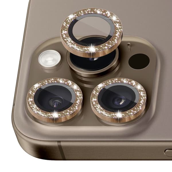 NORTHJO Kameralinsskydd med Glitter för iPhone 16 Pro / 16 Pro Max, Härdat Glas och Metall