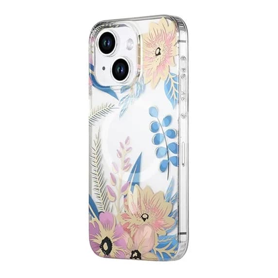 iPhone 15 Mobilskal MagSafe - Blommor Rosa/Blå