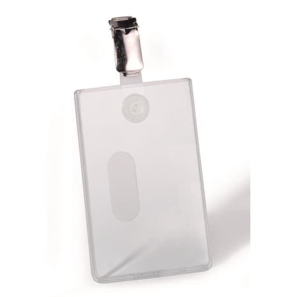 DURABLES Portabadge rigida vertikal metallklämma 85x54mm HxL transparent 25st