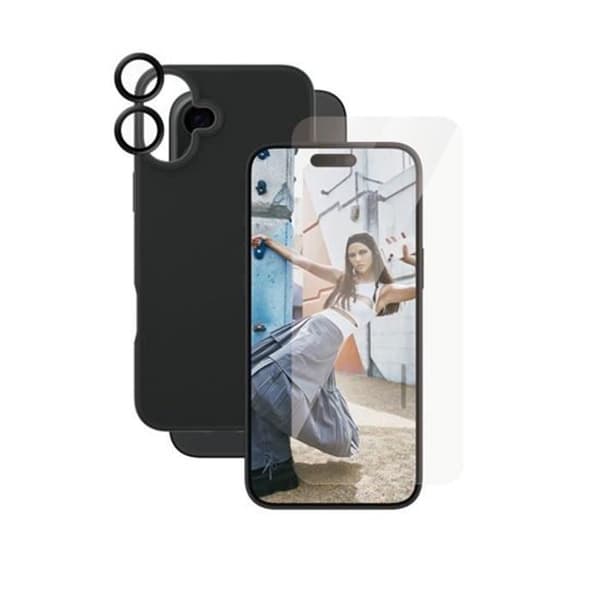 Skärmskydd + Fodral + Kameraskydd för iPhone 16 Pro Svart Transparent