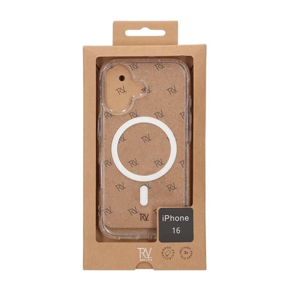 iPhone 16 Rvelon Mobilskal TPU med MagSafe - Glitter Vit