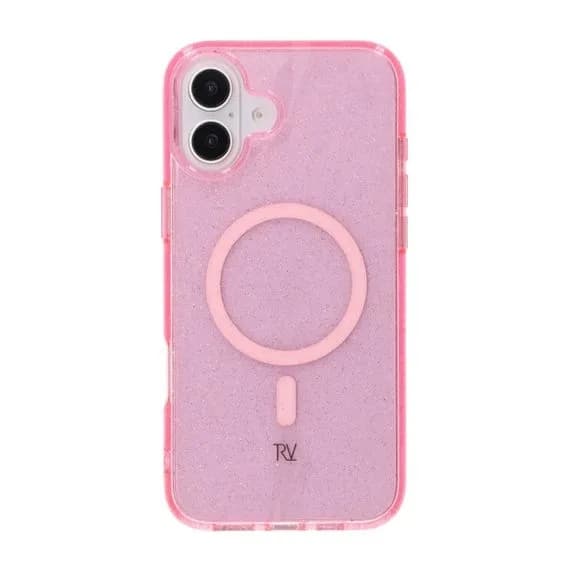 iPhone 16 Plus Rvelon Mobilskal TPU med MagSafe - Glitter Rosa