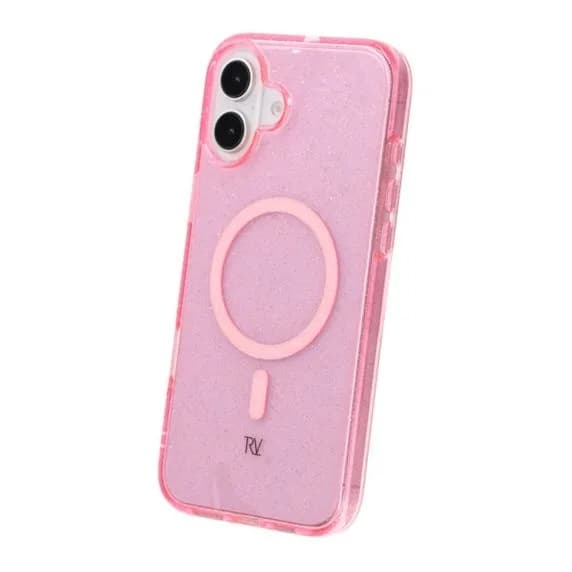 iPhone 16 Plus Rvelon Mobilskal TPU med MagSafe - Glitter Rosa