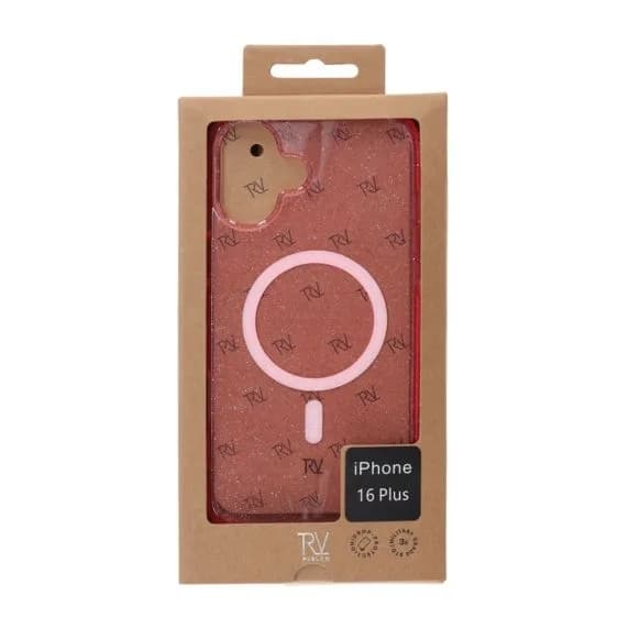 iPhone 16 Plus Rvelon Mobilskal TPU med MagSafe - Glitter Rosa