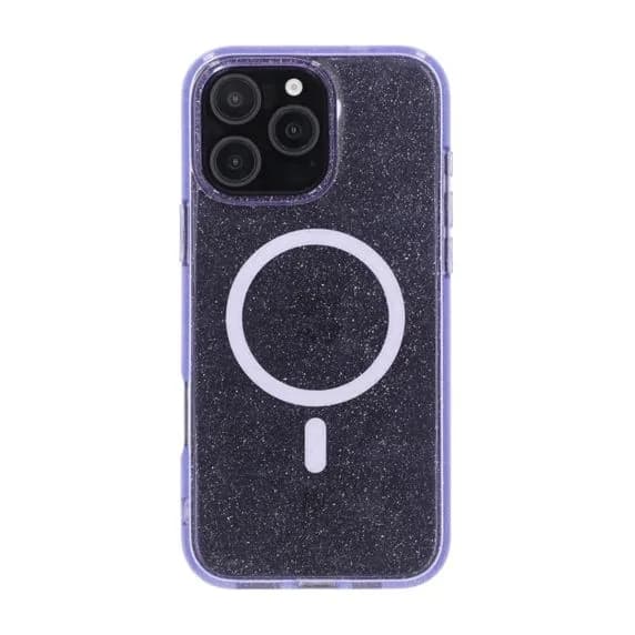 iPhone 16 Pro Max Rvelon Mobilskal TPU med MagSafe - Glitter Lila