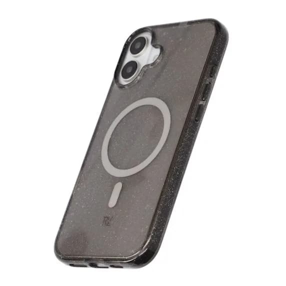 iPhone 16 Plus Rvelon Mobilskal TPU med MagSafe - Glitter Svart