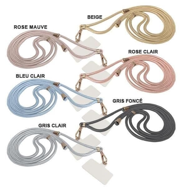 Halsband med snöre för mobiltelefon smartphone pastel ljusgrå