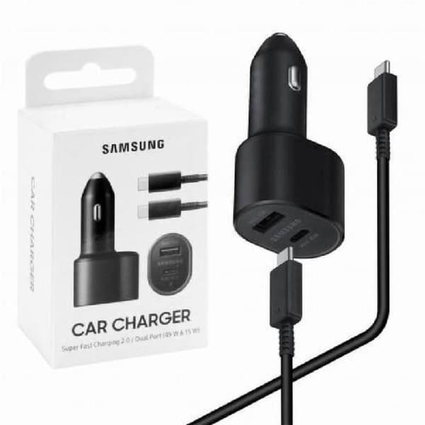 Laddare Samsung För Bil Dubbelport Super Snabb S21 / S21 Ultra / Note20 Svart