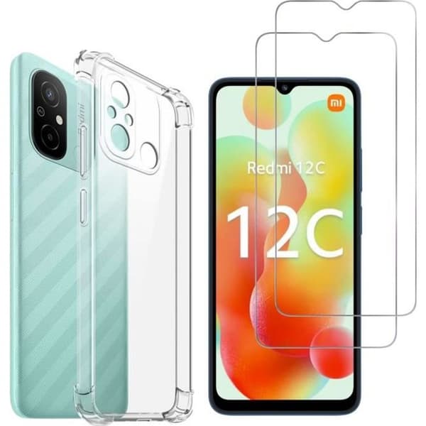 Stöttålig skal för Xiaomi Redmi 12C och 2 Härdat Glas Skärmskydd Phonillico®