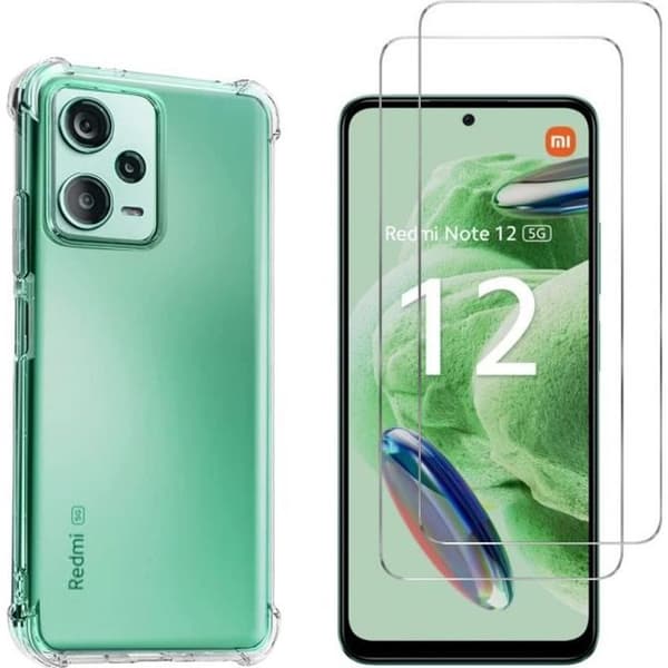Stöttålig skal för Xiaomi Redmi Note 12 5G och 2 Härdat Glas Skärmskydd Phonillico®