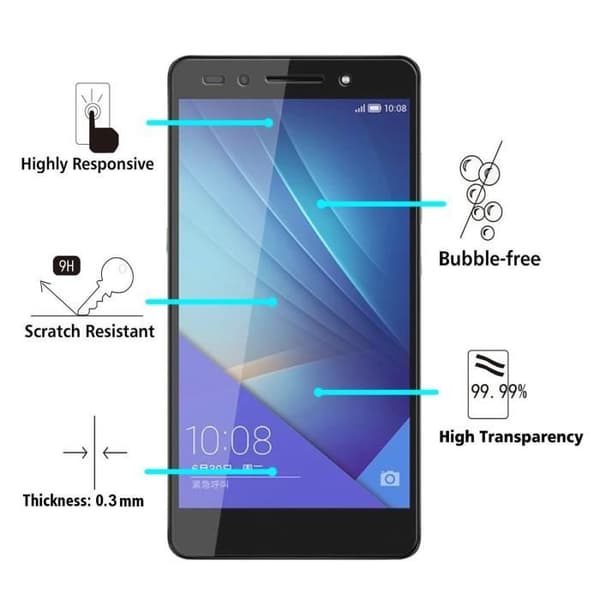 Skal - Phonillico® - HUAWEI HONOR 7 - Transparent silikon - Härdat glas - Ultratunt