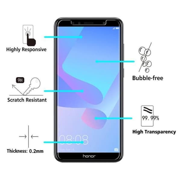 Telefonfodral - Phonillico® - HUAWEI Y6 2018 - Transparent Silikon - Härdat Glas - Ultra Slim