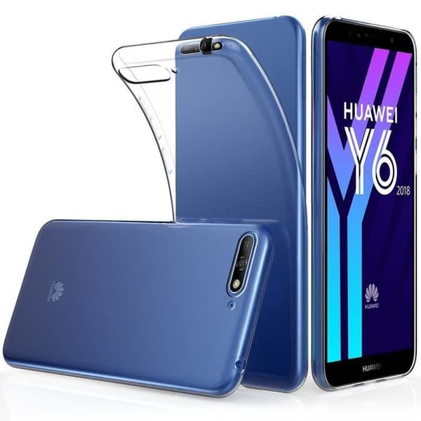 Telefonfodral - Phonillico® - HUAWEI Y6 2018 - Transparent Silikon - Härdat Glas - Ultra Slim