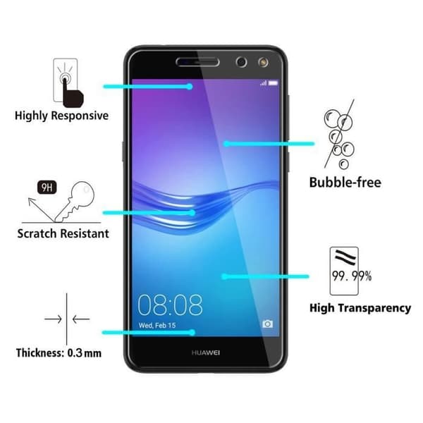 Telefonfodral - Phonillico® - HUAWEI Y6 2017 - Transparent silikon - Härdat glas - Ultra tunn