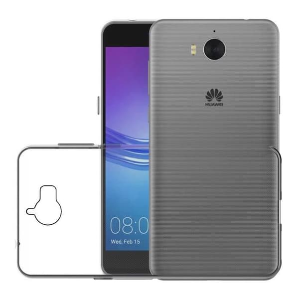 Telefonfodral - Phonillico® - HUAWEI Y6 2017 - Transparent silikon - Härdat glas - Ultra tunn