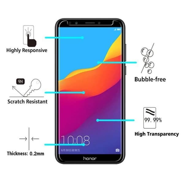 Skydd och Skärmskydd - Phonillico® - Huawei Y7 2018 - Transparent Silikon - Härdat Glas - Ultra Slim