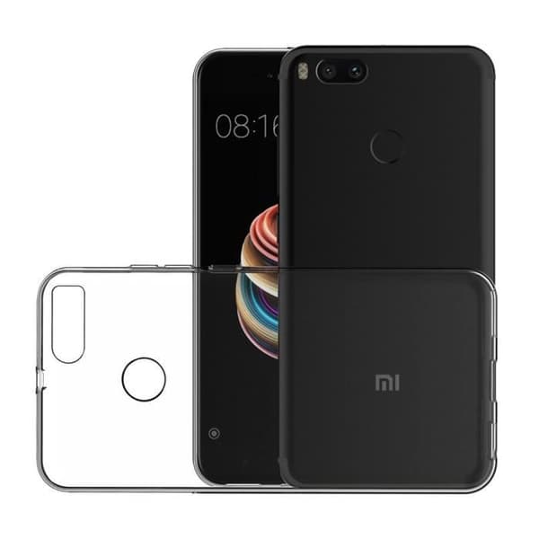 Telefonfodral - Phonillico® - Xiaomi MI A1 - Transparent Silikon - Ultra Slim - Härdat Glas