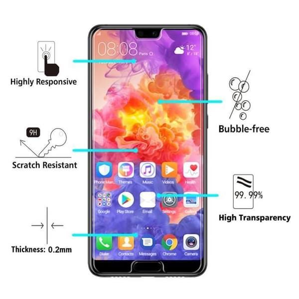 Telefonfodral - Phonillico® - HUAWEI P20 PRO - Transparent silikon - Härdat glas - Ultra slim
