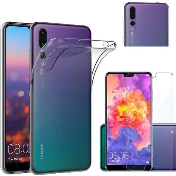 Telefonfodral - Phonillico® - HUAWEI P20 PRO - Transparent silikon - Härdat glas - Ultra slim