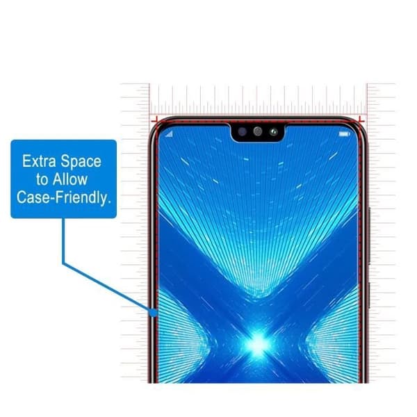 Skyddsskåp - Phonillico® - Huawei Honor 8X - Transparent Silikon - Härdat Glas - Ultra Slim