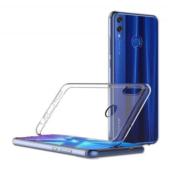 Skyddsskåp - Phonillico® - Huawei Honor 8X - Transparent Silikon - Härdat Glas - Ultra Slim