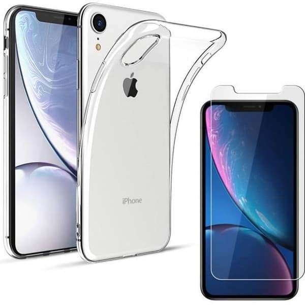 [Kompatibel med Apple iPhone XR] Transparent Silikon Skal + Härdat Glas Skyddfilm för Skärm [Phonillico®]