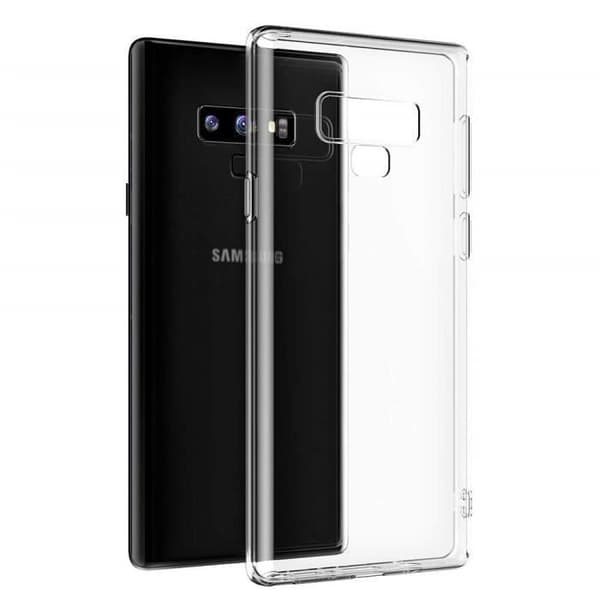 Coque för Samsung Galaxy NOTE 9 - Transparent Silikon + Svart Kant Härdat Glas Skärmskydd Film [Phonillico®]