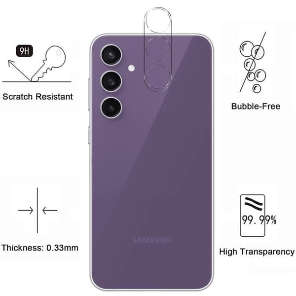 Skyddsglas - Phonillico - Samsung Galaxy S23 FE - Härdat Glas - Paket med 2 - Skydd för bakre kamera