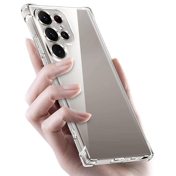 Skyddshölje - Phonillico® - Samsung Galaxy S24 ULTRA - Silikon - Transparent - 2 Härdade Glas