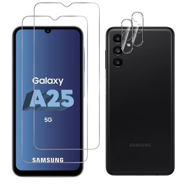 Härdat glas - Phonillico - Pack 2 - Kompatibel med Samsung Galaxy A25 5G - Repfria - Transparent