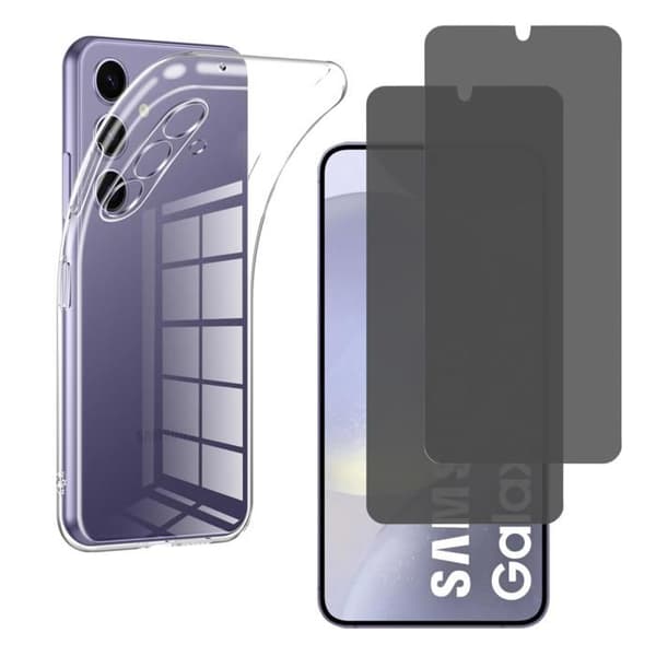 Coque för Samsung Galaxy S24 PLUS och 2 svarta antispion härdat glas skärmskydd Phonillico®