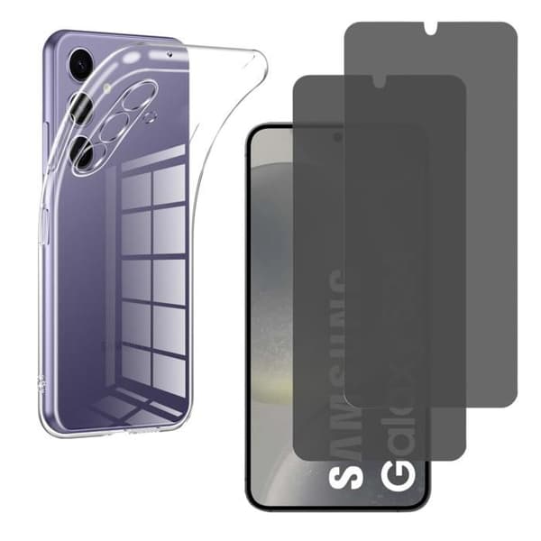 Skyddsfodral och skyddsglas - Phonillico® - Samsung Galaxy S24 - Svart - Anti-spion - Repbeständig