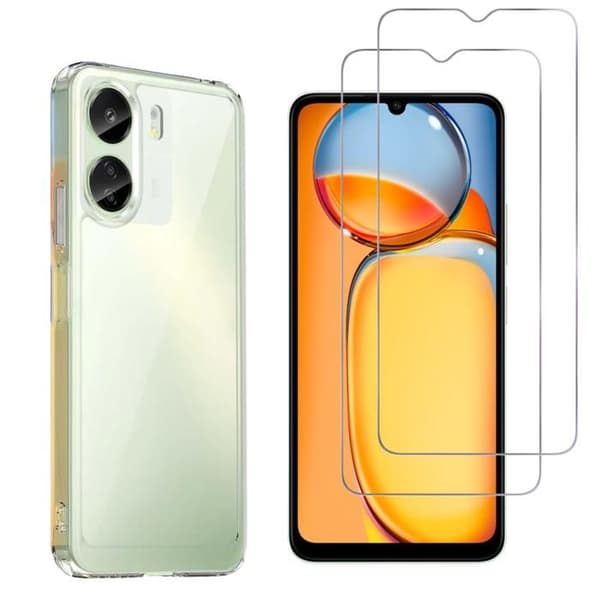 Coque för Xiaomi Redmi 13C och 2 härdat glas skärmskydd Phonillico®