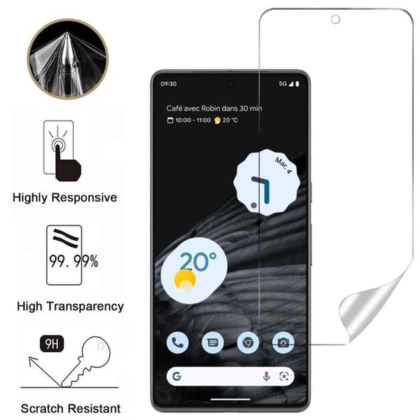 Coque för Google Pixel 7 PRO och 2 Skydd för Skärm i Ultra Tunn Hydrogel Plast Phonillico®