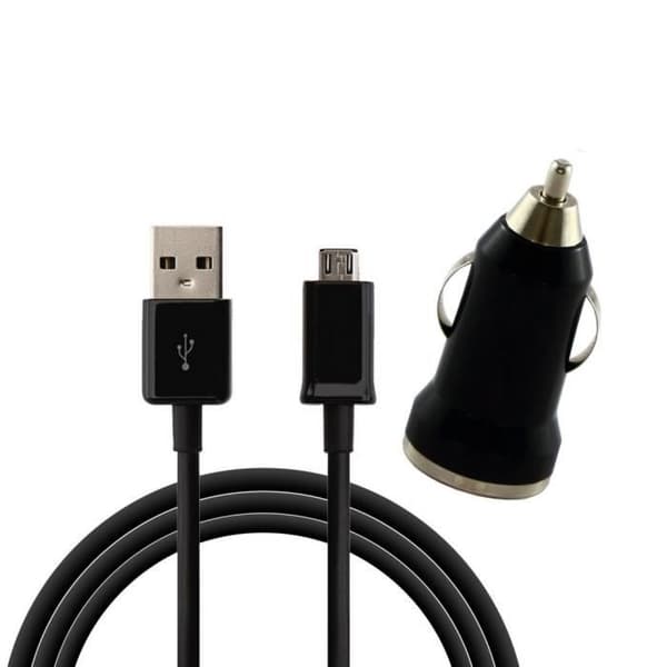 [Kompatibel med Samsung Galaxy ALPHA-COREPRIME-GRANDPRIME] Kabel USB 1 Meter + Svart Bilen Laddare [Phonillico®]