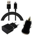 Miniatyrbild 1 av 4: [Kompatibel Samsung Galaxy NOTE 1 - 2 - 3 LITE - 4]Pack Laddare 3-i-1 Kabel-Laddare Väggladdare-Biladapter Svart[Phonillico®]