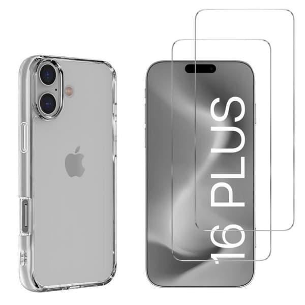 Fodral för iPhone 16 PLUS och 2 Skärmskydd i härdat glas Phonillico®