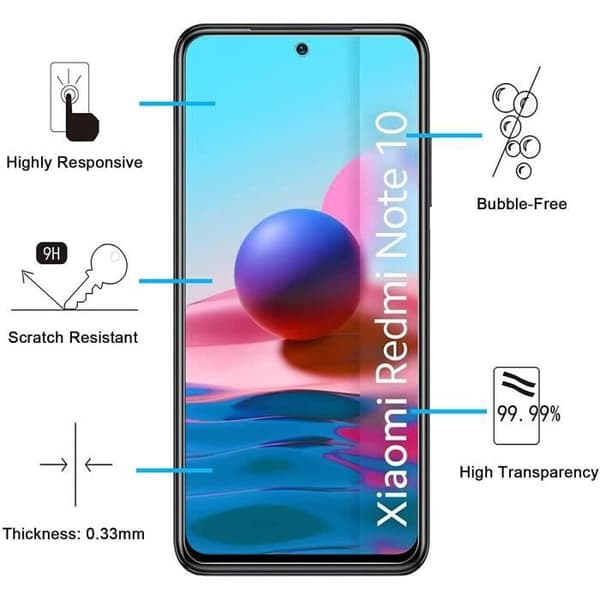 Skyddsfodral för Xiaomi REDMI NOTE 10 4G och 2 Härdat Glas - Silikon Skydd Mjuk Film Skärmskydd Phonillico®