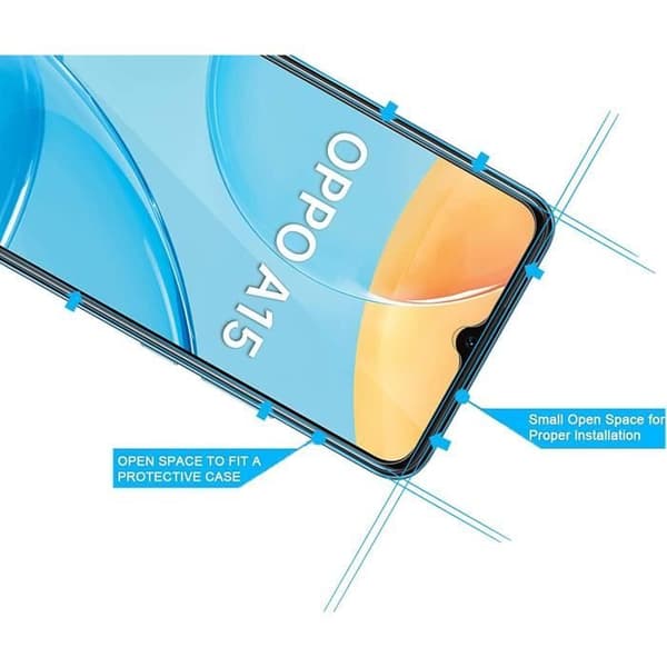 Fodral till Oppo A15 och 2 Härdat Glas - Mjukt Silikonskyddsfilm Glas Skärmskydd Phonillico®