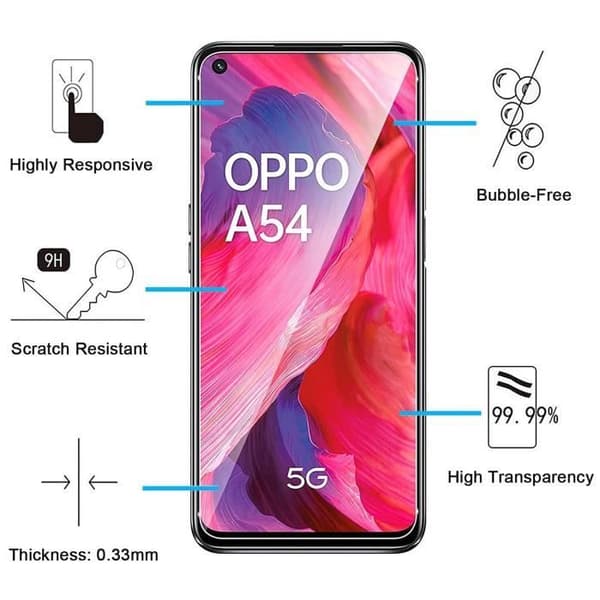 Skyddsväska för Oppo A54 5G och 2 Härdade Glas - Silikon Skalm Skydd Film Glas Skärmskydd Phonillico®
