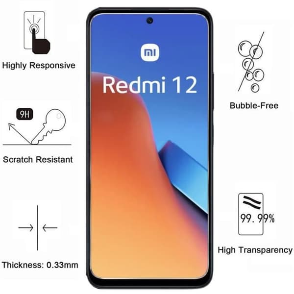 Coque för Xiaomi Redmi 12 4G och 2 Härdat Glas Skärmskydd Phonillico®